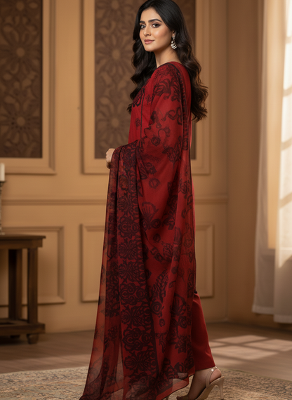 SURKH NAZAKAT|3-PIECE BLACK SEQUINE EMBROIDERED KURTA SET MMG-937