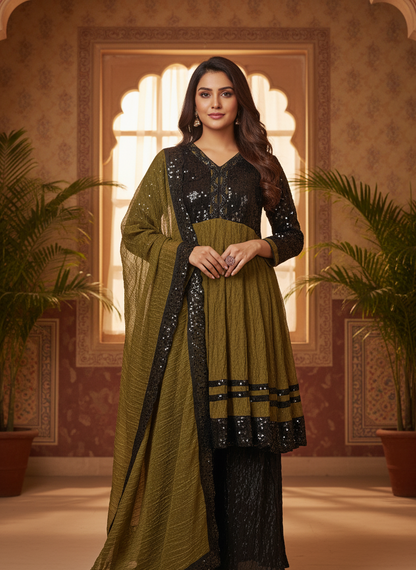 ZAREEN SITARA-CLASSICAL CREATION SEQUINE FROCK MMG-204