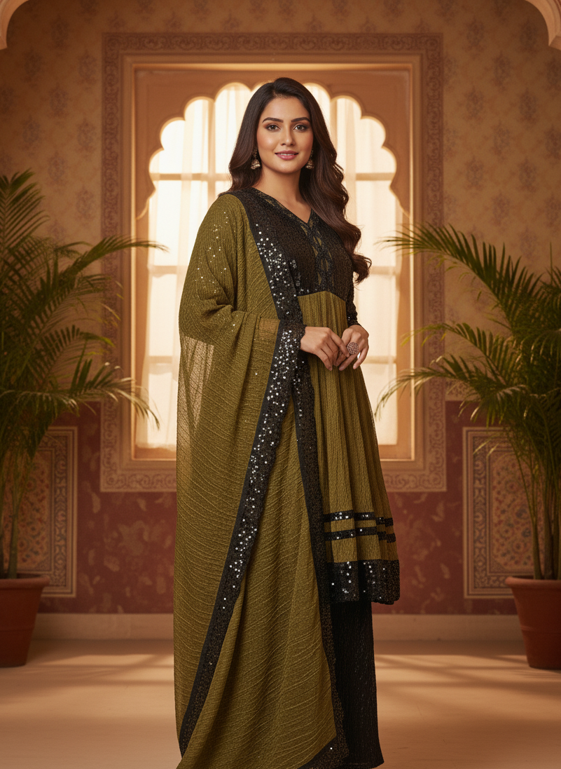 ZAREEN SITARA-CLASSICAL CREATION SEQUINE FROCK MMG-204