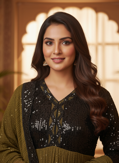 ZAREEN SITARA-CLASSICAL CREATION SEQUINE FROCK MMG-204