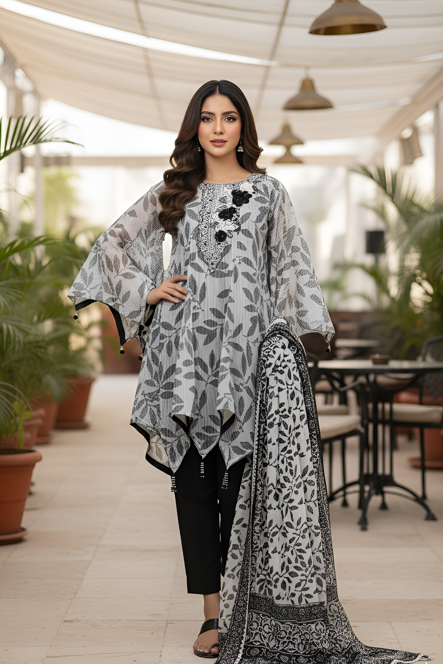 STAR KALI 3-PIECE EMBROIDERED FROCK MMG-715