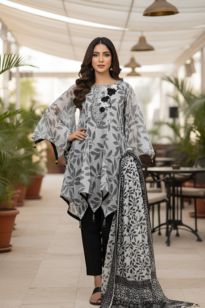 STAR KALI 3-PIECE EMBROIDERED FROCK MMG-715