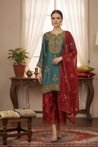 SPARKLE MASURI EDITION EMBROIDERED KURTA SET MMG-842