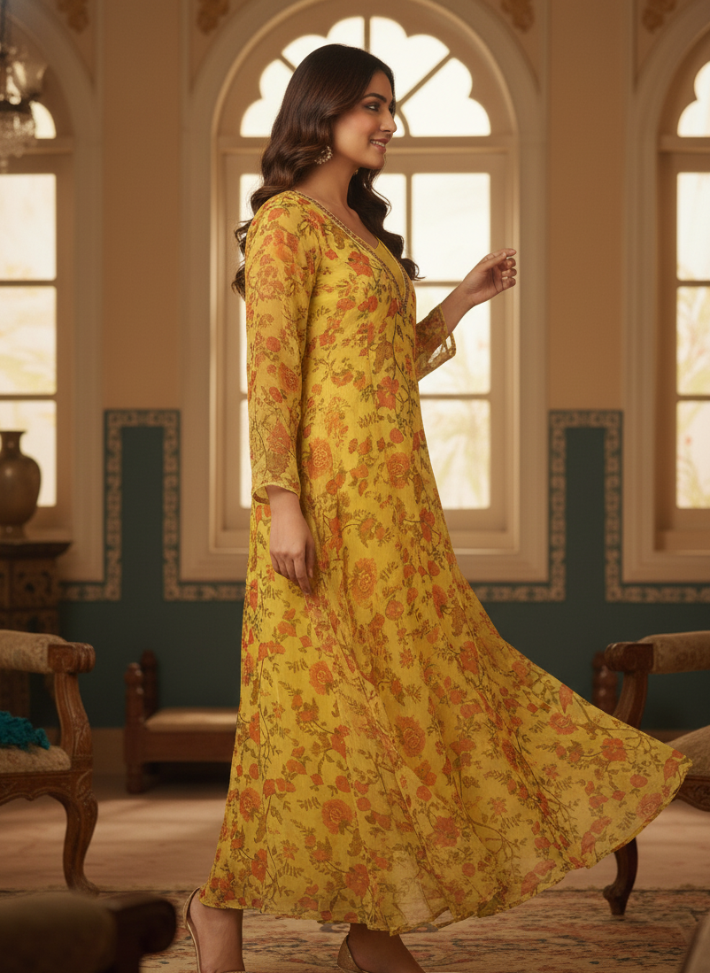 FAIRY|2-PIECE ELEGANT & CLASSICAL MAXI YELLOW MMG-89