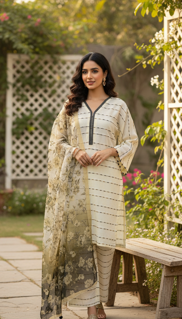 KHADDI COTTON KARANDI EAGLE PRINT KURTA SET