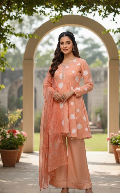 AYLA|3-PIECE EMBROIDERED FROCK MMG-840