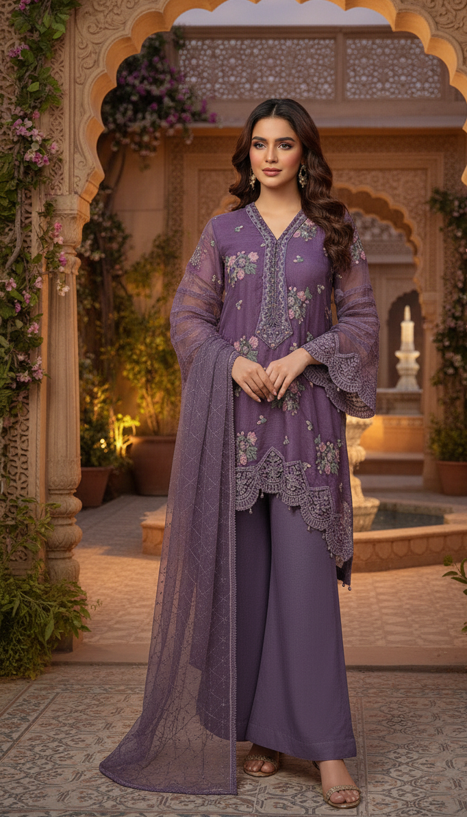 INAYAH|ORGANZA NET EMB KURTA SET MMG-796