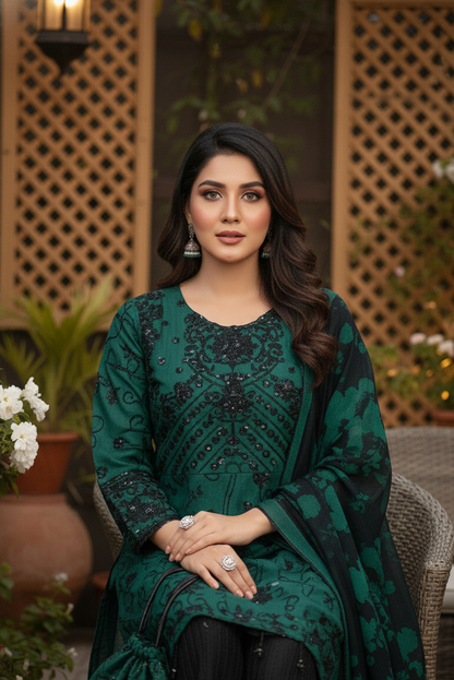 ZAREENAH|BLACK QUOTA ORGANZA EMB FROCK MMG-896