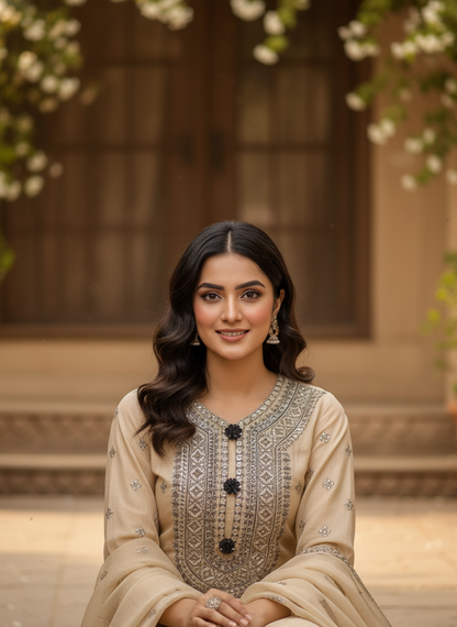 BALOCHI GRACE|CHIFFON EMBROIDERED PISHWAS MMG-