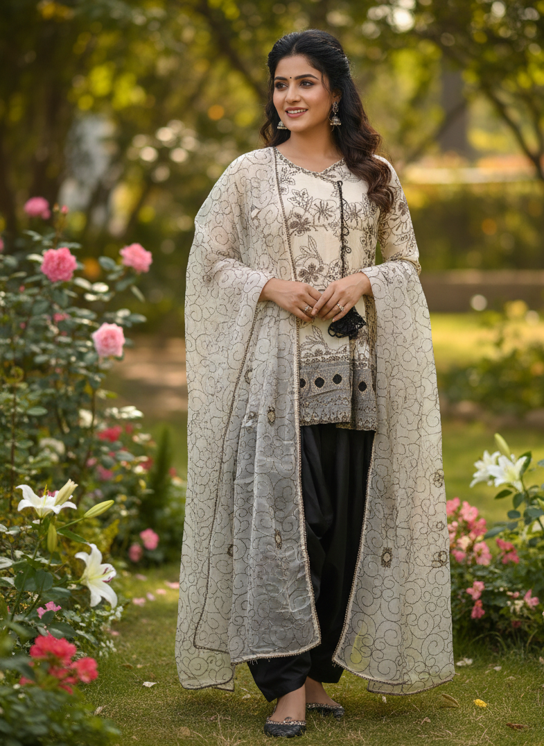 MEHRUNNISA|3-PIECE CHIFFON FROCK PURPLE MMG-1006