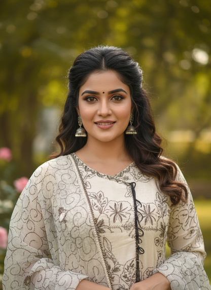 MEHRUNNISA|3-PIECE CHIFFON FROCK PURPLE MMG-1006