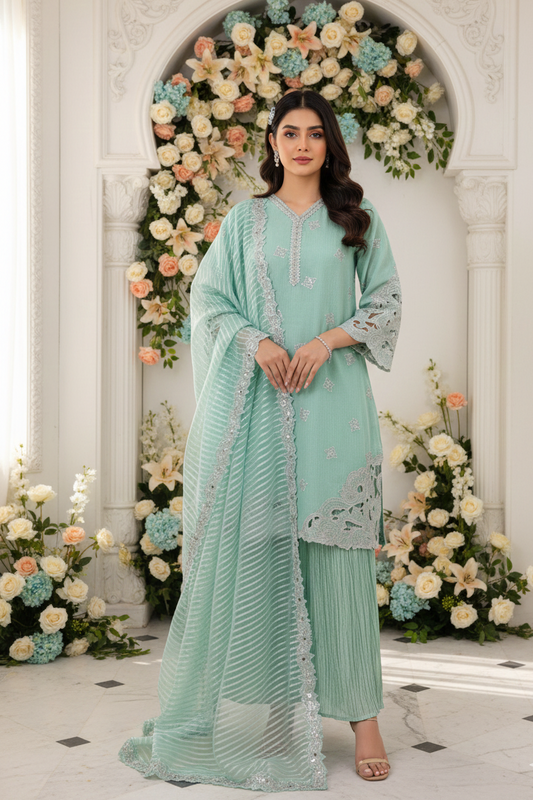 ZARI BLOSSOM ORGANZA EMB KURTA SET MMG-1016