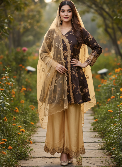 ZEENAT ANGRAKHA ELEGANT EMBROIDERED FROCK MMG-856