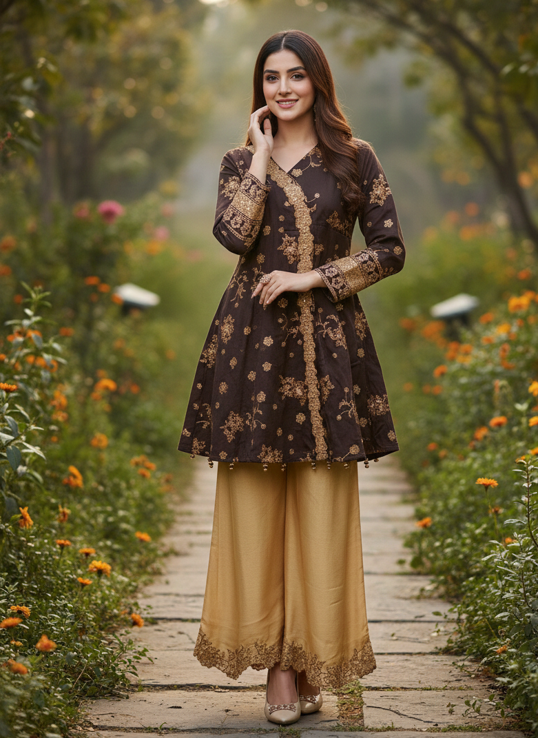 ZEENAT ANGRAKHA ELEGANT EMBROIDERED FROCK MMG-856