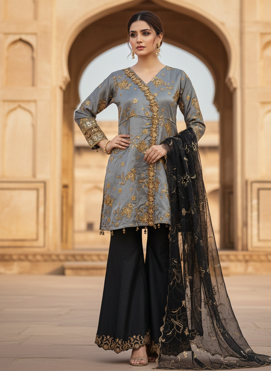 ZEENAT ANGRAKHA ELEGANT EMBROIDERED FROCK MMG-856
