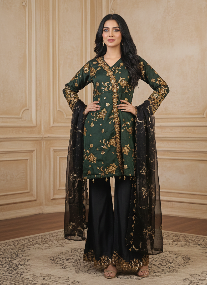 ZEENAT ANGRAKHA ELEGANT EMBROIDERED FROCK MMG-856