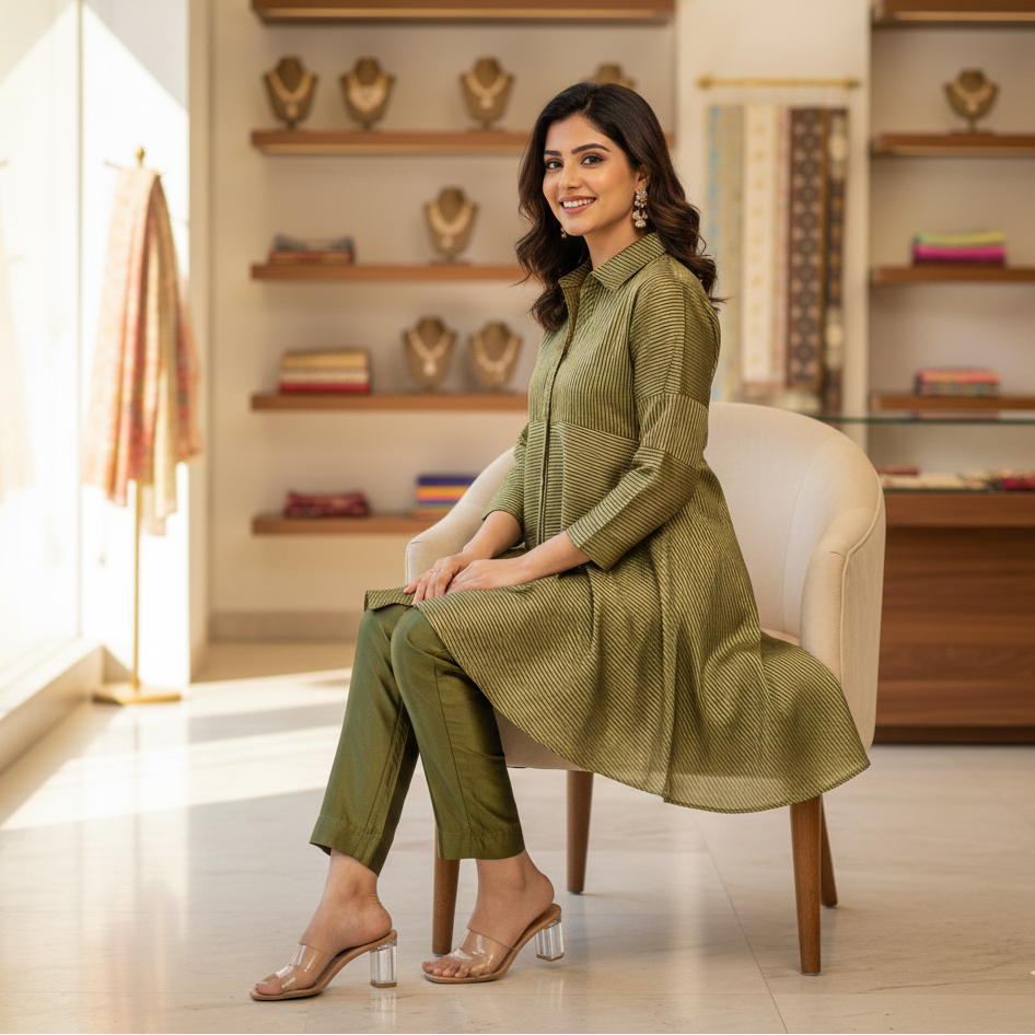 OLIVE HARMONY 2 PIECE KURTA SET