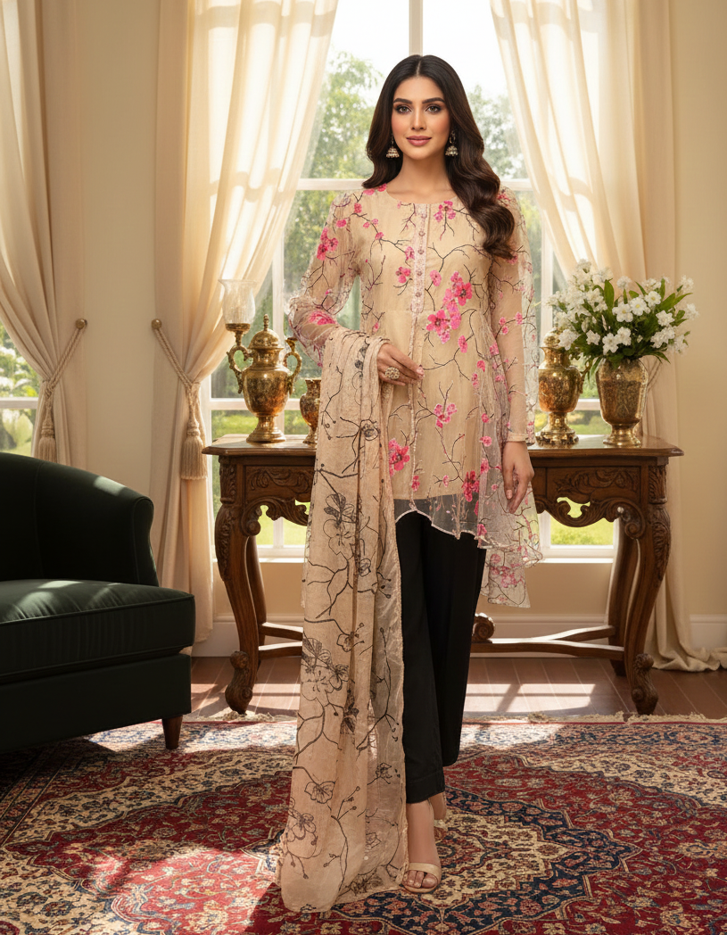 TISSUE FLAIR HIGH-LOW FROCK SET MMG GG-729