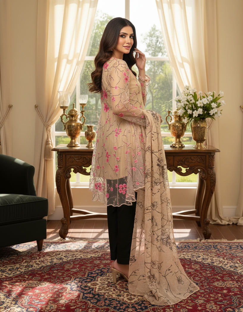 TISSUE FLAIR HIGH-LOW FROCK SET MMG GG-729