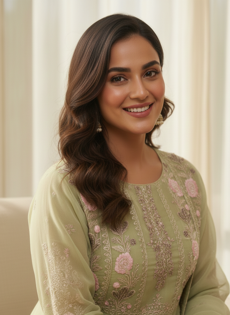 ZARRAH |3-PIECE CHIFFON EMBROIDERED FROCK MMG-917