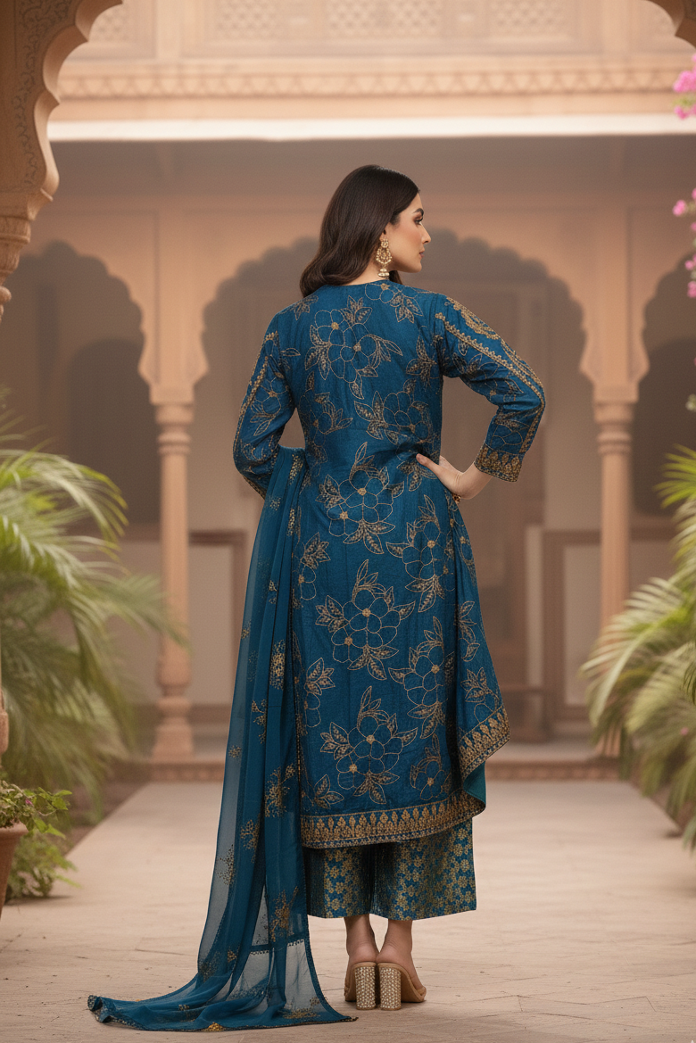 ZARMINA EMB BACKTAIL FROCK MMG-784
