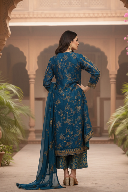 ZARMINA EMB BACKTAIL FROCK MMG-784