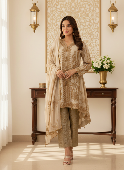 ZARMINA EMB BACKTAIL FROCK MMG-784