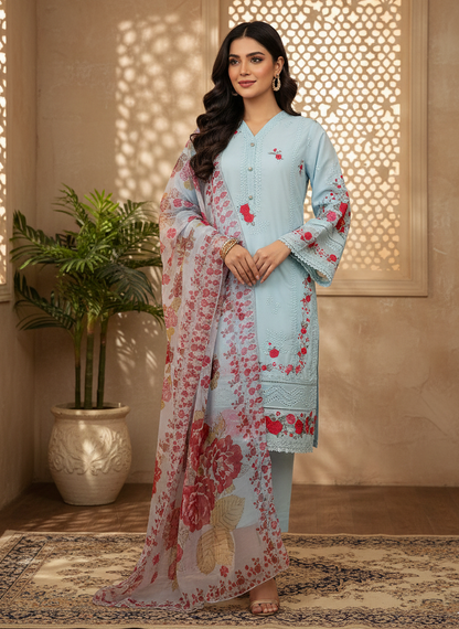 ROSELLE CHARM CHIFFON EMB KURTA SET MMG-1104