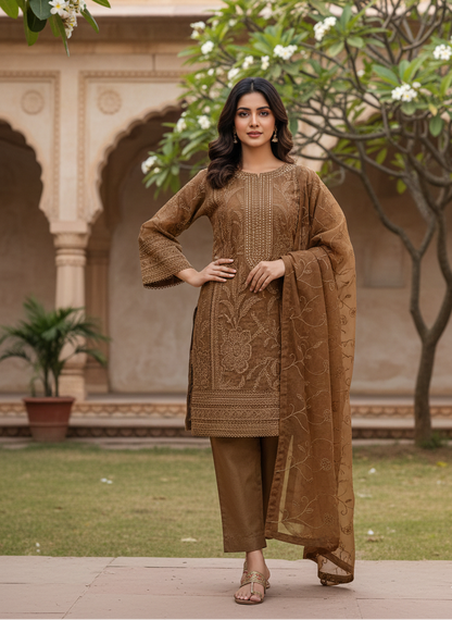 AARZO ORGANZA NET EMB KURTA SET MMG-623