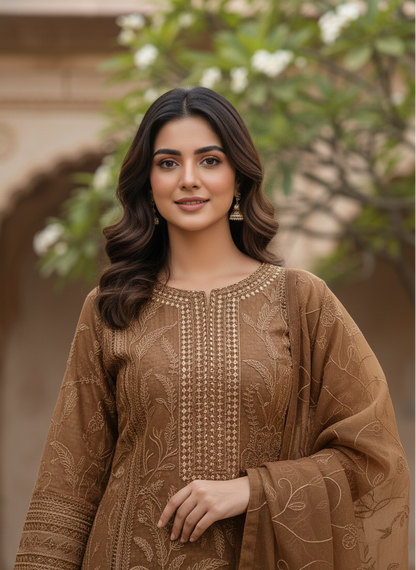 AARZO ORGANZA NET EMB KURTA SET MMG-623