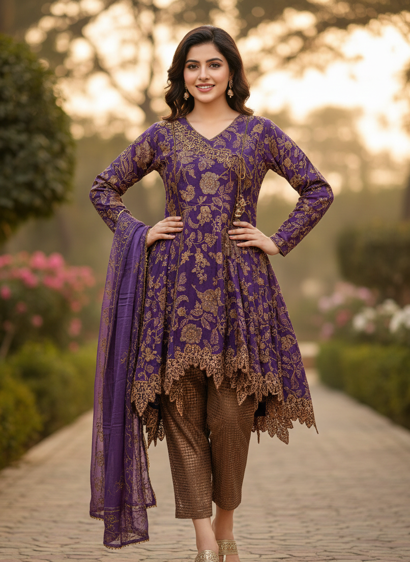 RAQS E GUL|SILK LUXURIOUS EMBROIDERED FROCK MMG-799