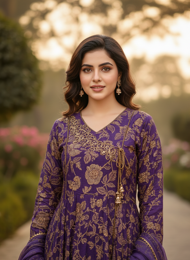 RAQS E GUL|SILK LUXURIOUS EMBROIDERED FROCK MMG-799