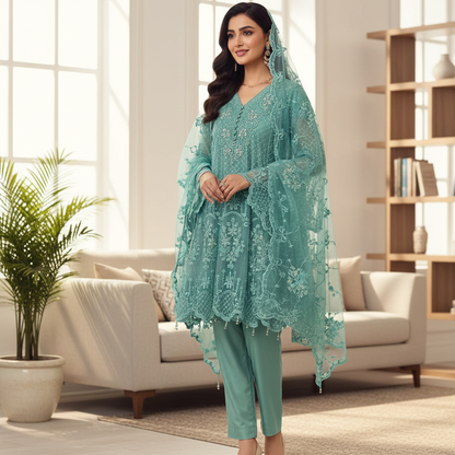 GULRUKH ORGANZA EMB FROCK MMG-756