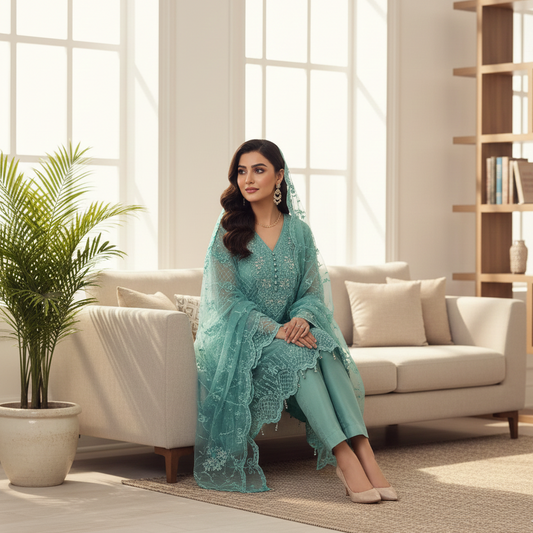 GULRUKH ORGANZA EMB FROCK MMG-756