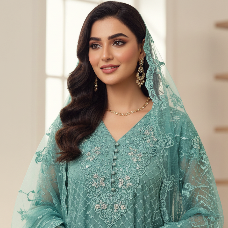GULRUKH ORGANZA EMB FROCK MMG-756