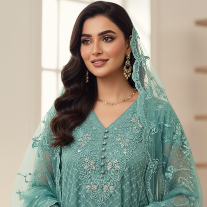 GULRUKH ORGANZA EMB FROCK MMG-756
