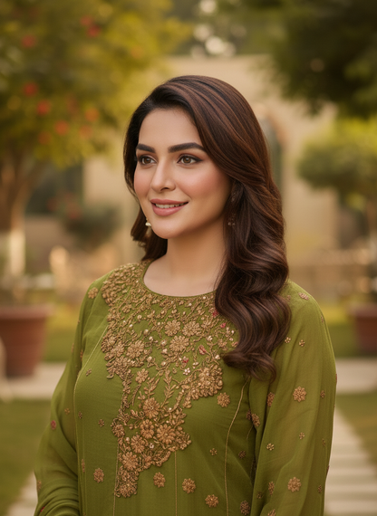 ROSHANARA CHIFFON EMB FROCK MMG-848