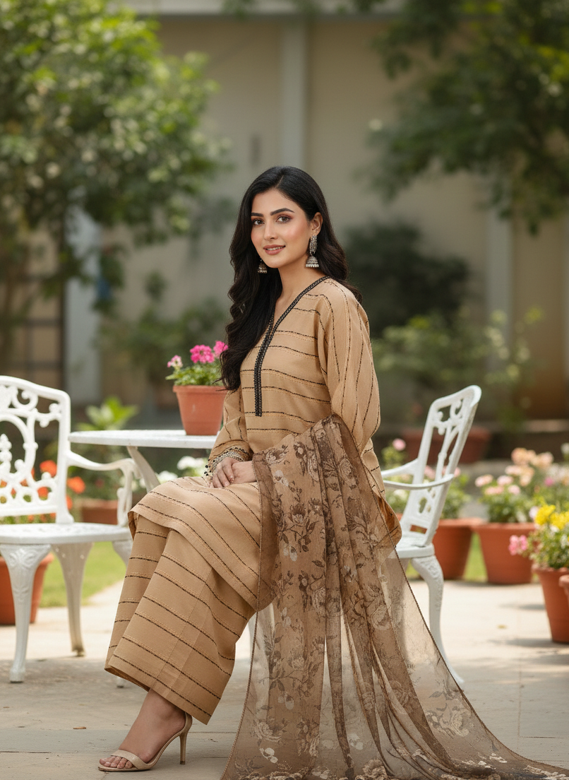 KHADDI COTTON KARANDI EAGLE PRINT KURTA SET