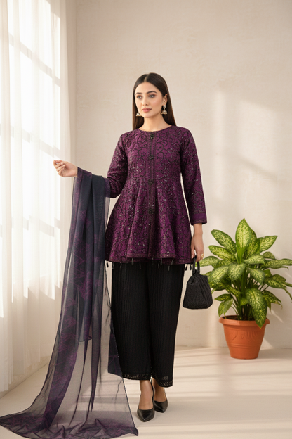 CELESTIA SILK COUTURE | SEQUINE EMB FROCK MMG-1136