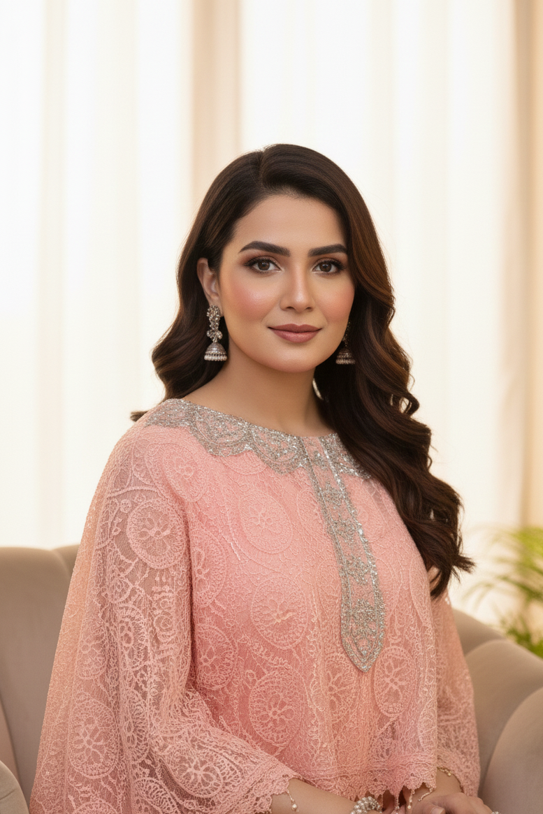 CHIFFON CAP STYLE LONG FROCK