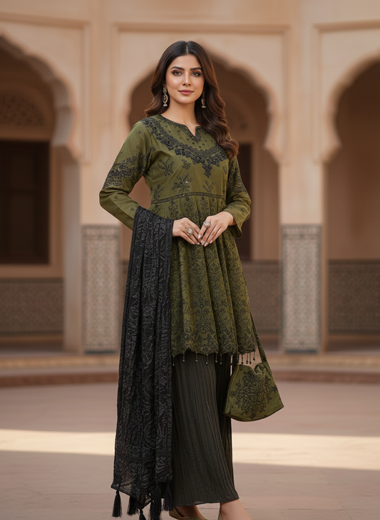 CELESTE ORGANZA EMB FROCK MMG-1132