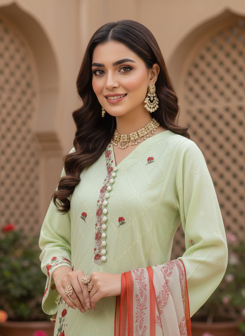 MEHR E RIWAYAT CHIFFON EMB KURTA SET MMG-1127