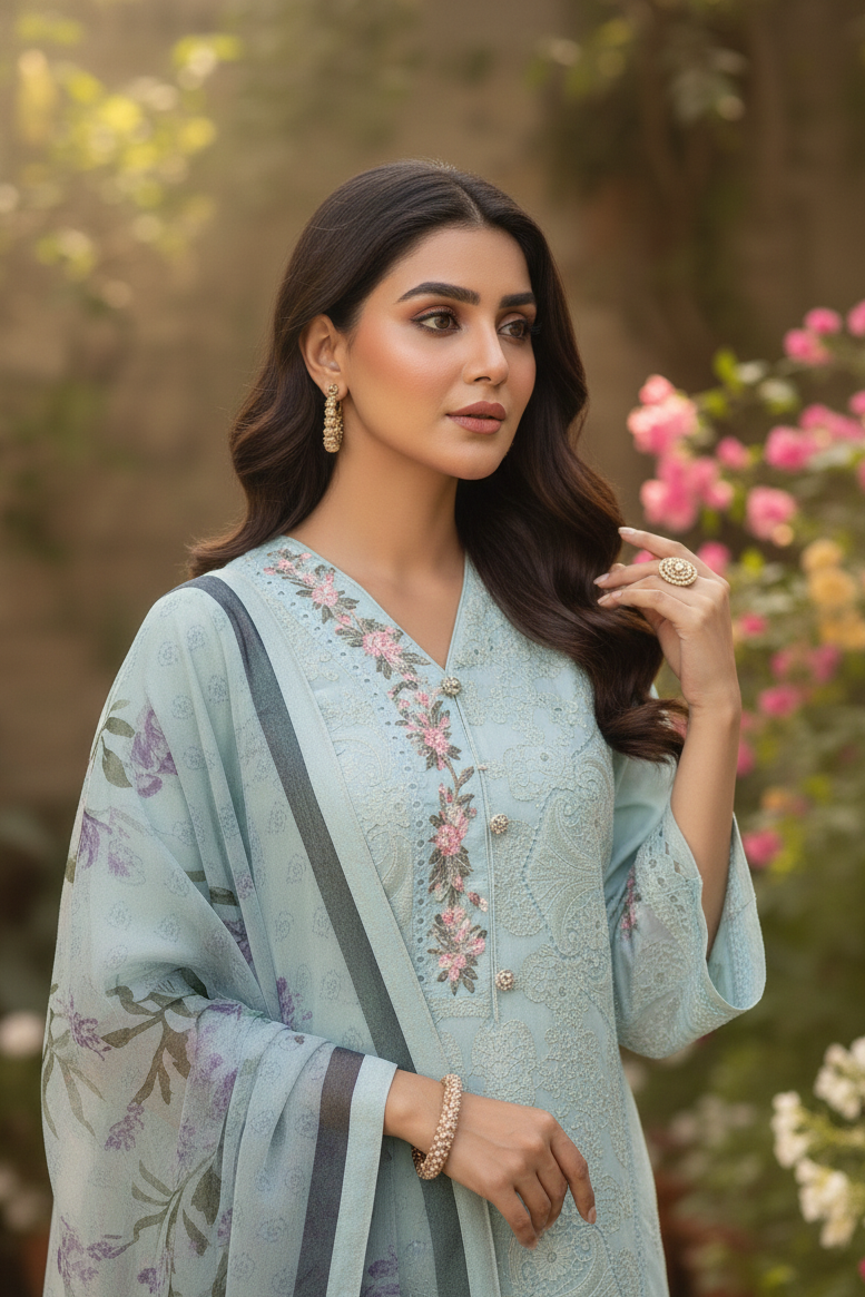 IMPERIAL ORGANZA DREAM EMB KURTA SET MMG-1102