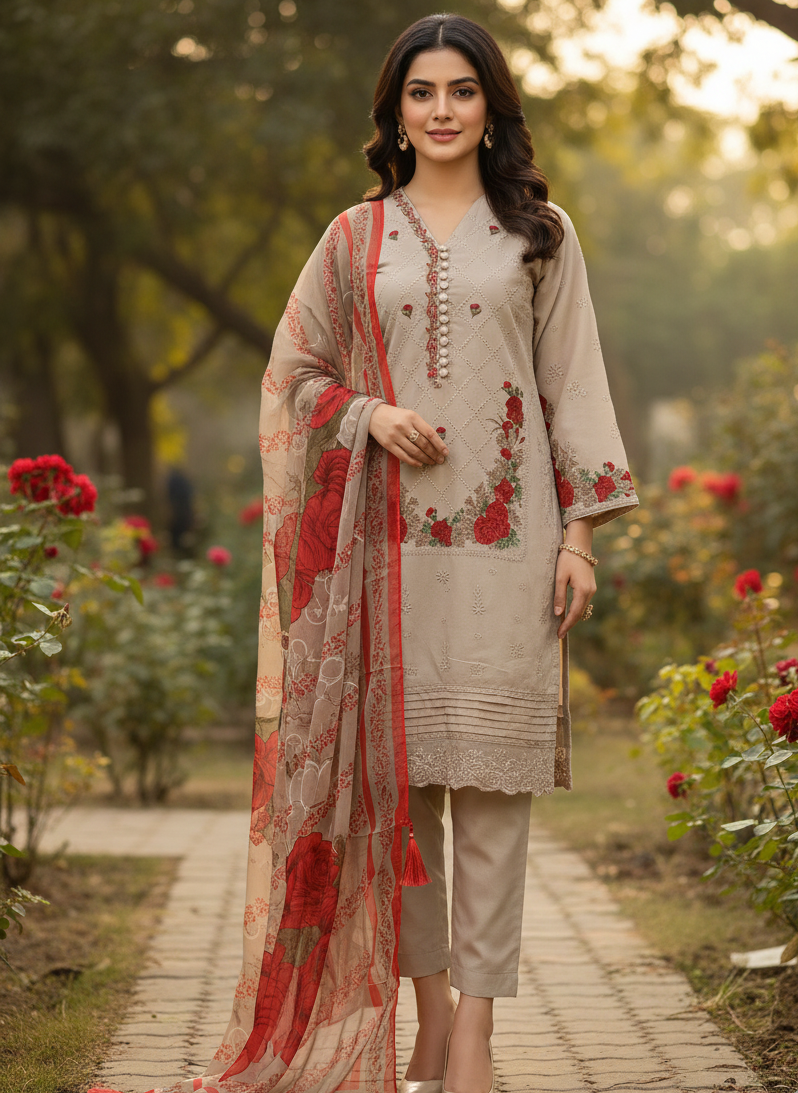 MEHR E RIWAYAT CHIFFON EMB KURTA SET MMG-1127
