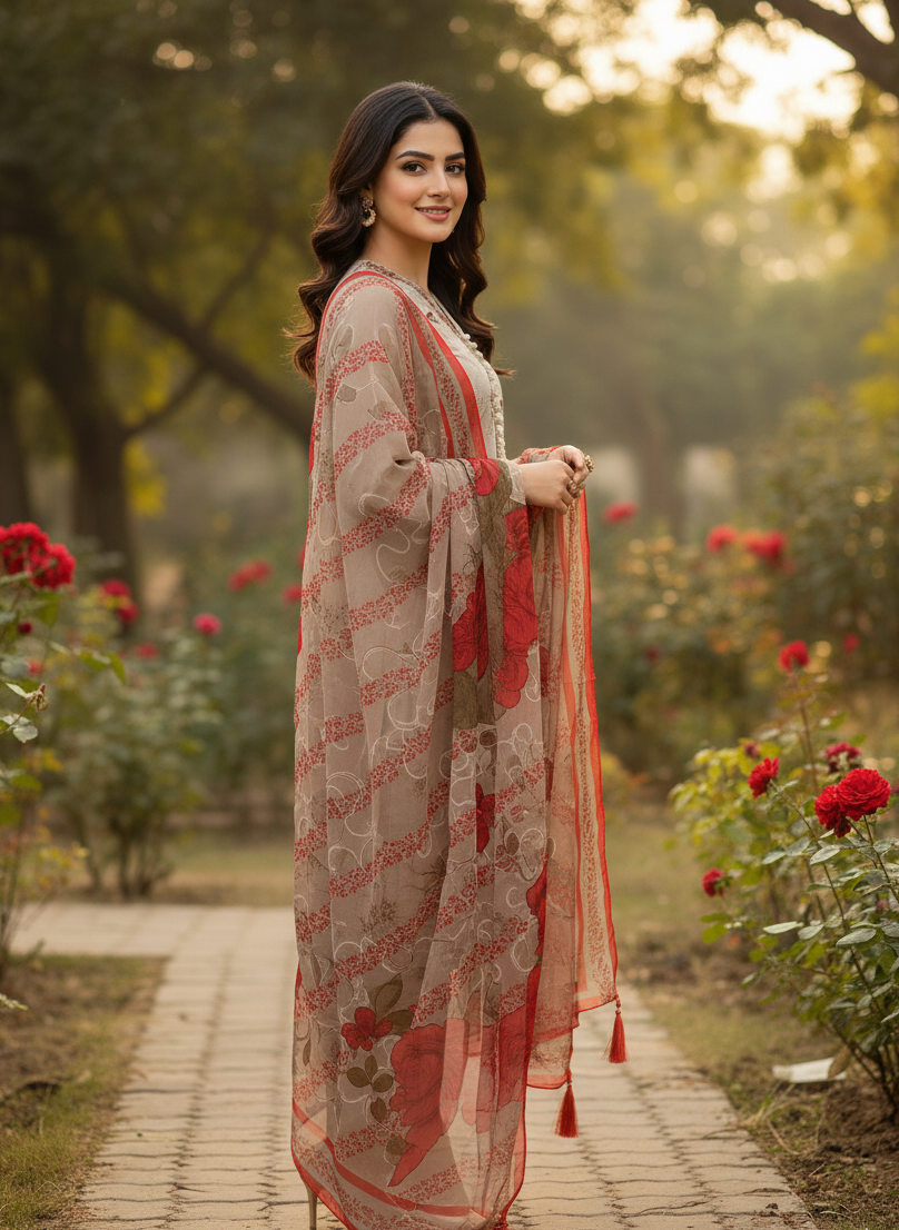 MEHR E RIWAYAT CHIFFON EMB KURTA SET MMG-1127