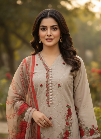 MEHR E RIWAYAT CHIFFON EMB KURTA SET MMG-1127