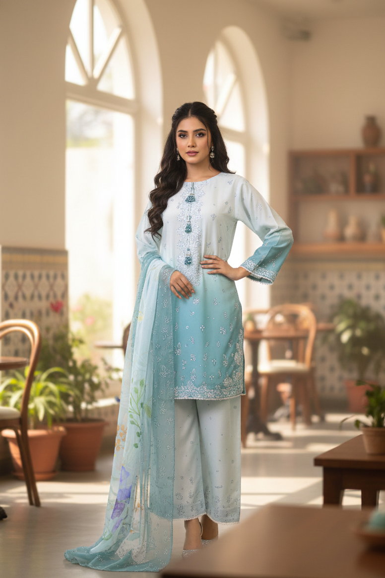 DIGITAL PRINTED ROASTER DESIGN KURTA SET