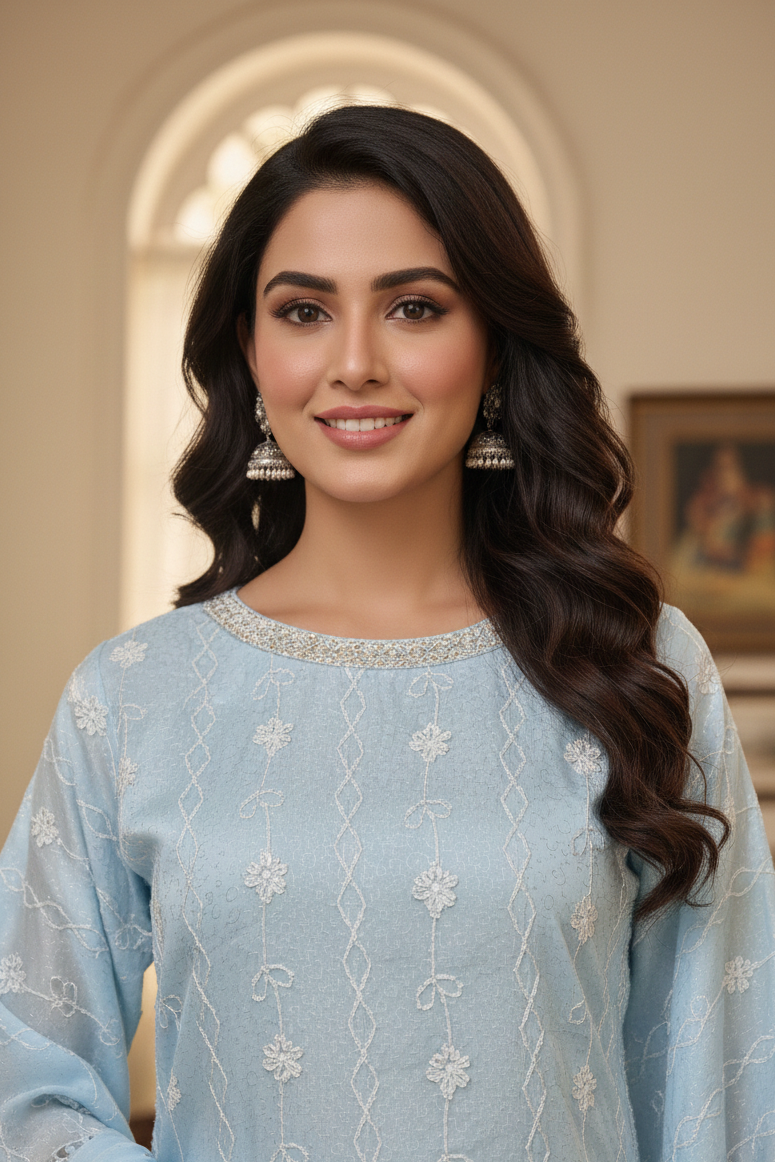 AAROHI SILK ORGANZA LONG SHIRT KURTA SET