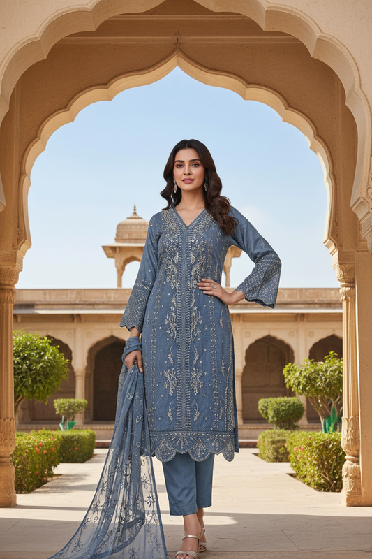 SAFIYA|PREMIUM ORGANZA NET KURTA SET MMG-1126