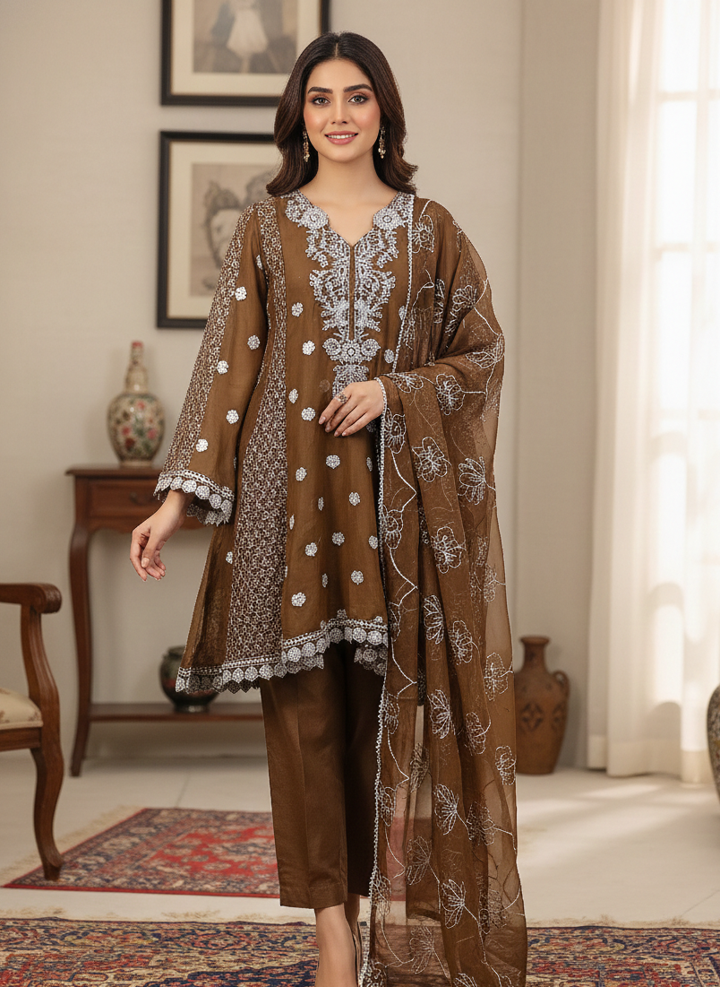 ZARI LUXE FROCK CHOCOLATE MMG-924